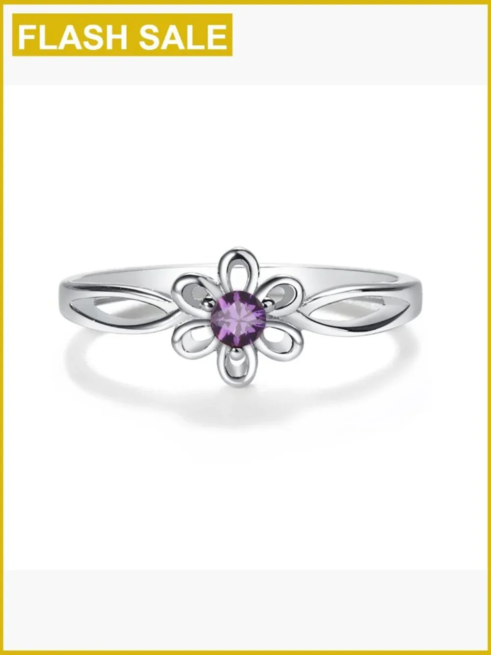 925 Sterling Silver Simulated Birthstone Flower Ring for Little Girls